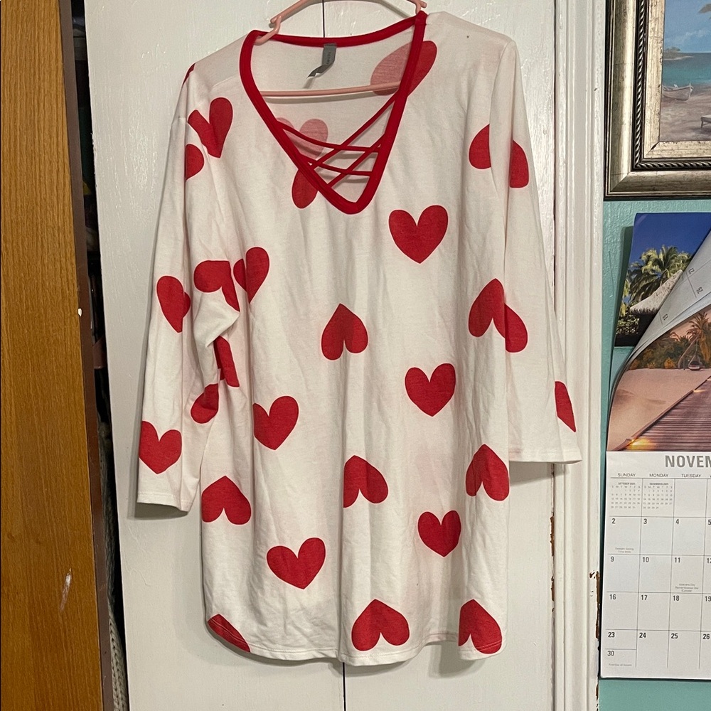 Honeyme Red Heart Blouse